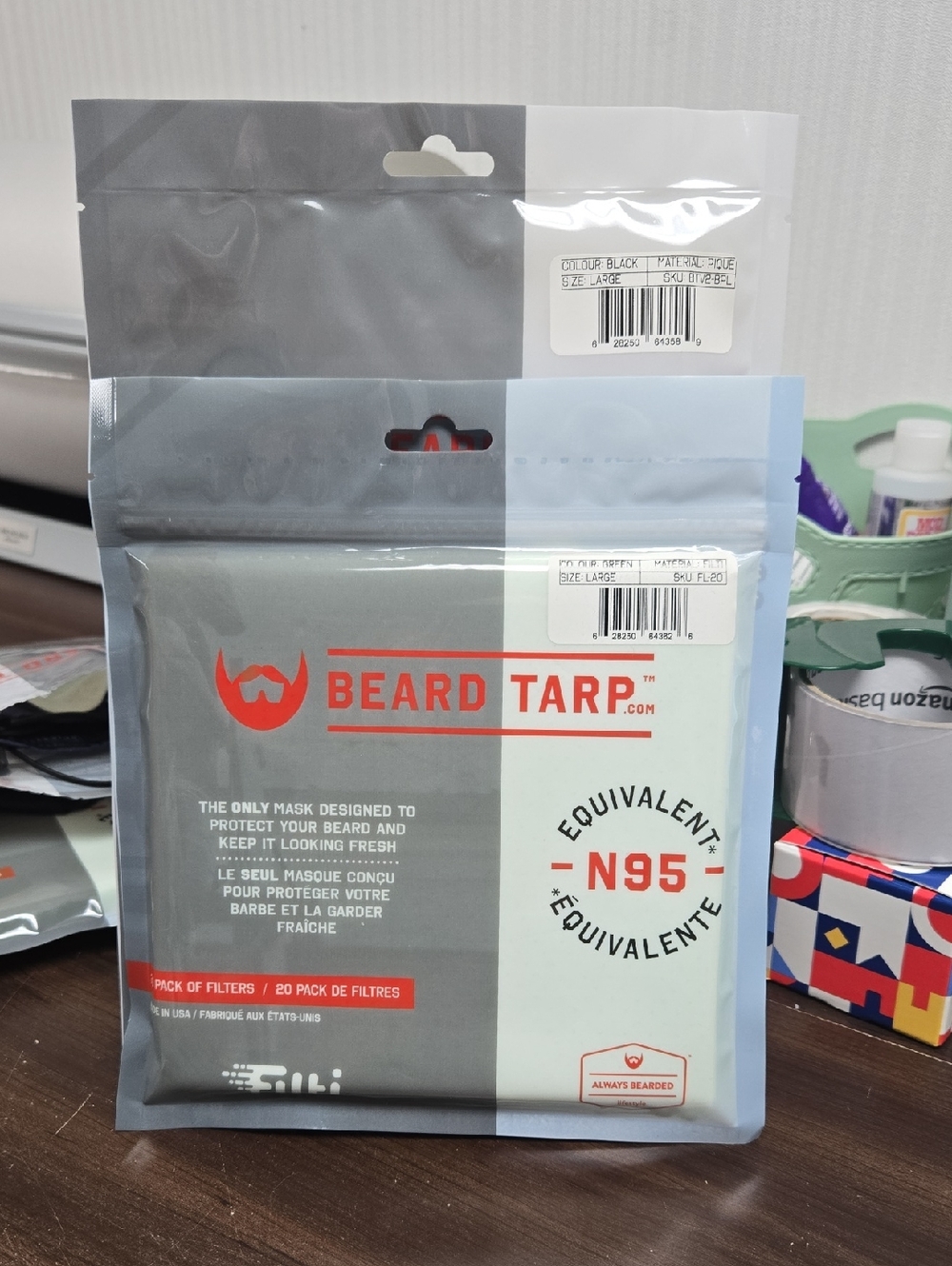 Beard Tarp Black Size Large Face Mask Filter Combo Set